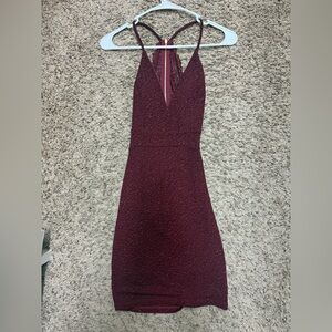 Windsor Glittery Burgundy Lace Back Dress